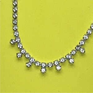 Stunning Vintage Crystal Fringe Tennis Necklace with Clear Crystals. Sparkles!!!